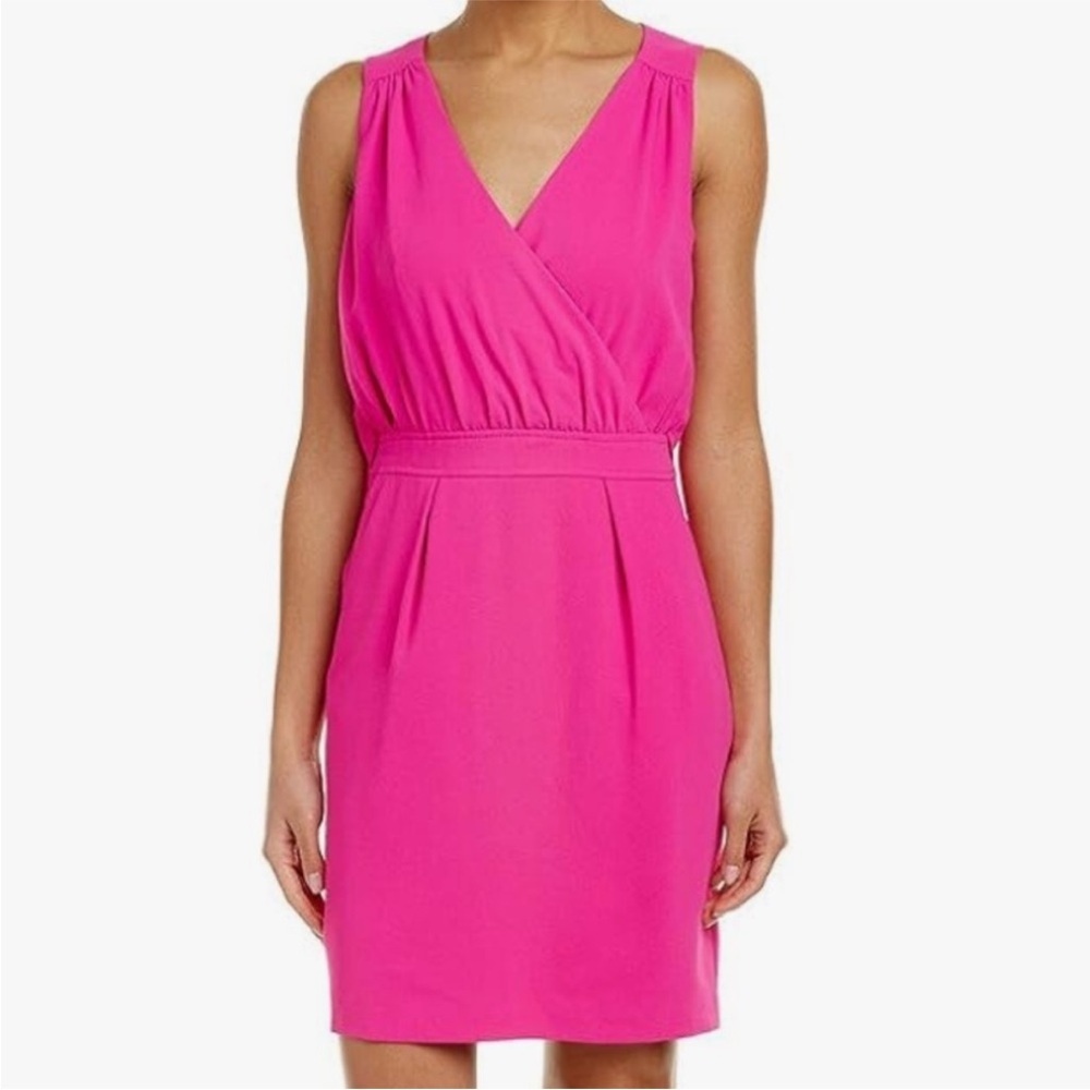 NWT Trina Turk Abrigo Surplice Crepe Dress Brilliant Fuchsia Size 2